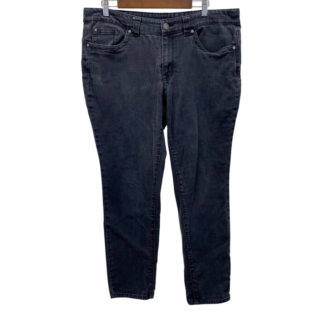 Christopher & Banks Skinny Jeans Womens 14 Black Faded Stretch Denim Mid Rise